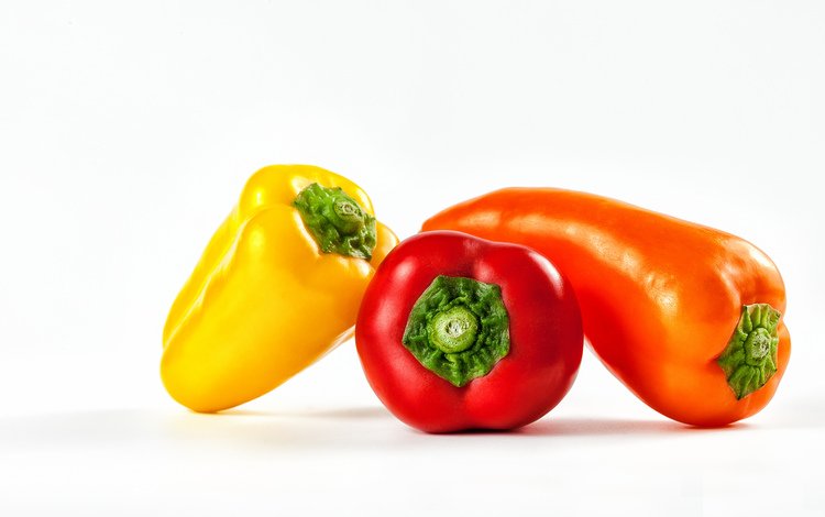 белый фон, овощи, перец, bell peppers, yellow bell pepper, red bell peppers, white background, vegetables, pepper