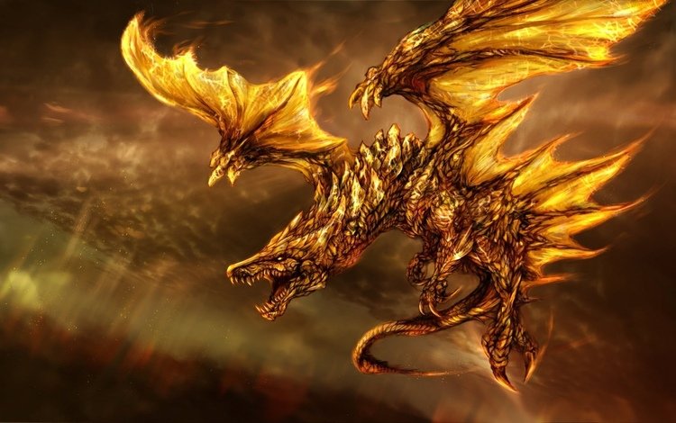 арт, фантастика, дракон, огонь, крылья, art, fiction, dragon, fire, wings