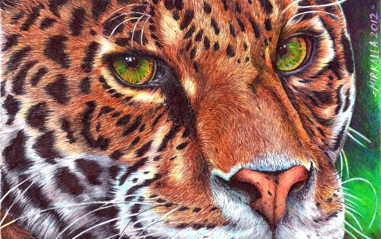 морда, усы, взгляд, леопард, хищник, животное, зеленые глаза, живопись, face, mustache, look, leopard, predator, animal, green eyes, painting