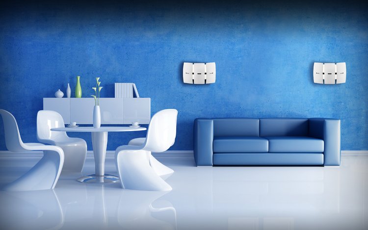 интерьер, гостиная, синяя комната, белая мебель, interior, living room, the blue room, white furniture