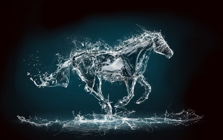 лошадь, вода, фон, брызги, рендеринг, скачет, horse, water, background, squirt, rendering, jump