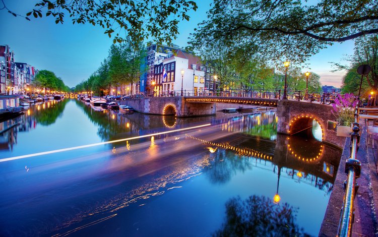река, мост, город, нидерланды, амстердам, europen, etherlands, river, bridge, the city, netherlands, amsterdam