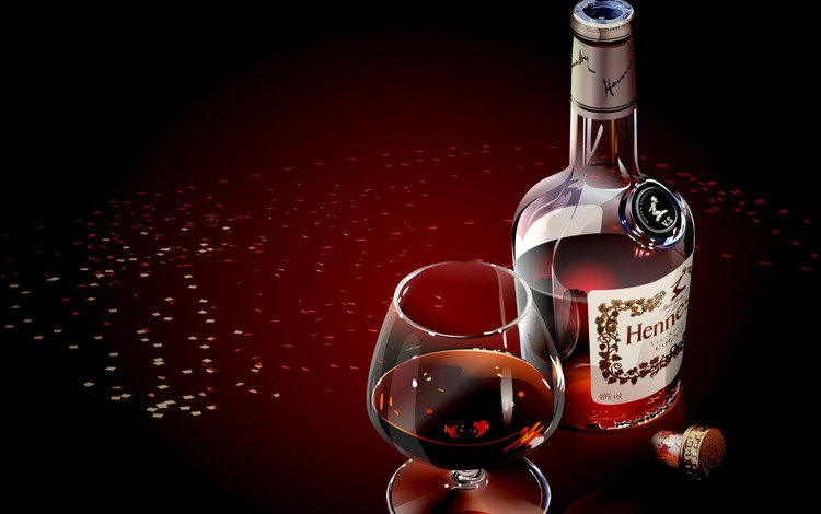 бокал, бутылка, коньяк, коньяк hennessy, glass, bottle, cognac, cognac hennessy