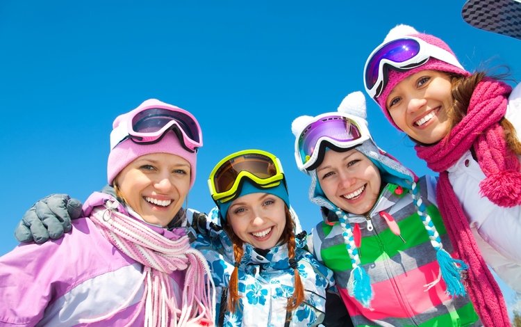 горы, зима, гора, девушки, отдых, веселая, recreation, mountains, winter, mountain, girls, stay, fun