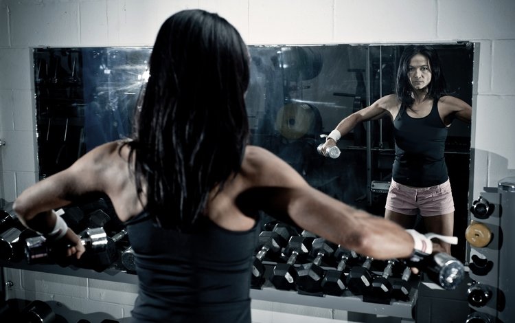 фитнес, гантели, тренировки, зеркала, заркало, fitness, dumbbells, workout, mirror