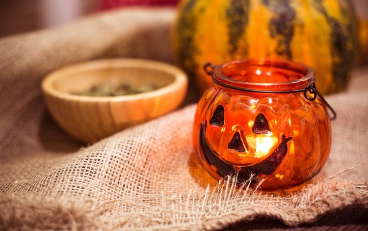 светильник, хеллоуин, тыква, мешковина, lamp, halloween, pumpkin, burlap