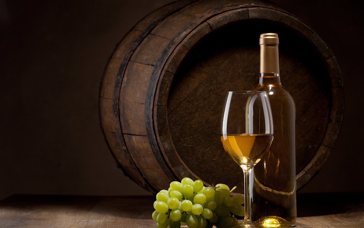 бокал, вино, белое, бутылка, лоза, бочка, glass, wine, white, bottle, vine, barrel