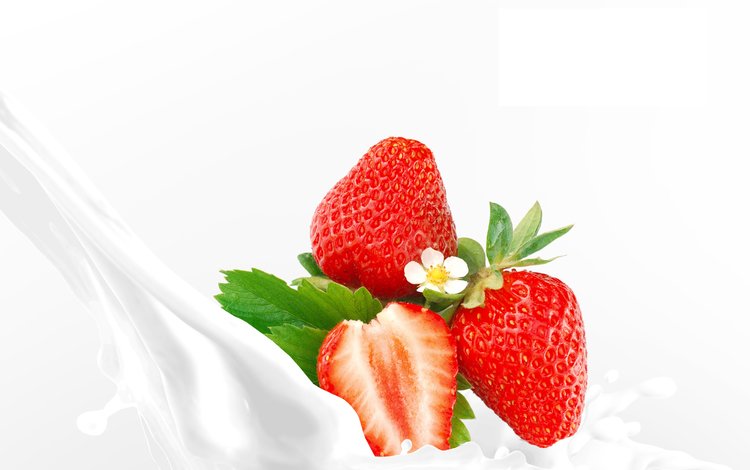 клубника, ягоды, молоко, strawberry, berries, milk
