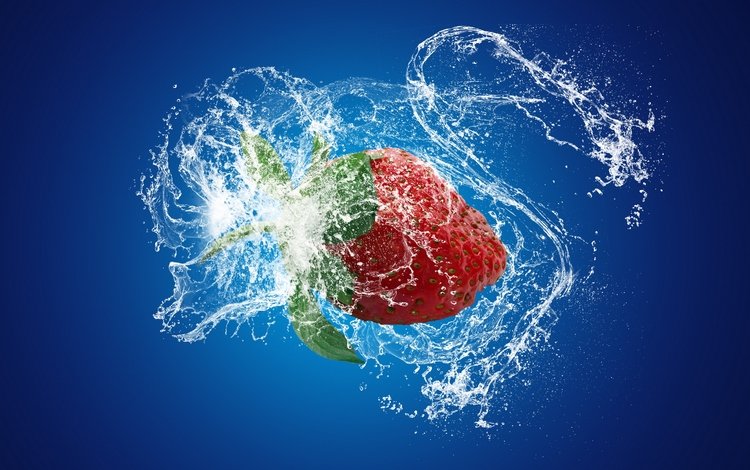 вода, фон, ягода, клубника, брызги, water, background, berry, strawberry, squirt