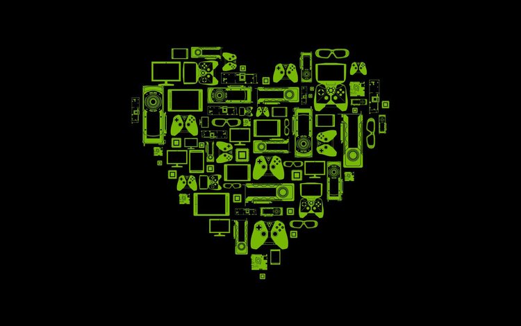 фон, черный, сердце, hi-tech, приборы, зеленое, грин, устройства, background, black, heart, devices, green, the device