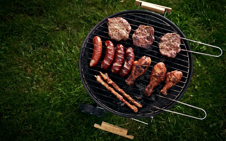 трава, мясо, курица, сосиски, стейк, гриль, барбекю, grass, meat, chicken, sausage, steak, grill, bbq