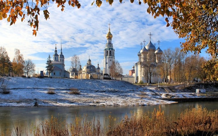 река, пейзаж, осень, россия, церковь, вологда, river, landscape, autumn, russia, church, vologda