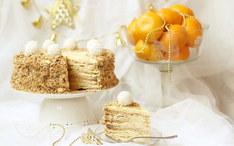 торт, мандарины, наполеон, cake, tangerines, napoleon
