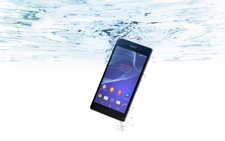вода, пузырьки, сони, смартфон, xperia, z2, водонепроницаемый, water, bubbles, sony, smartphone, waterproof