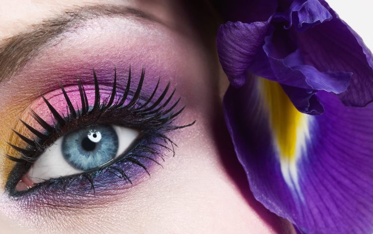 глаза, синий, цветок, лицо, макияж, eyes, blue, flower, face, makeup