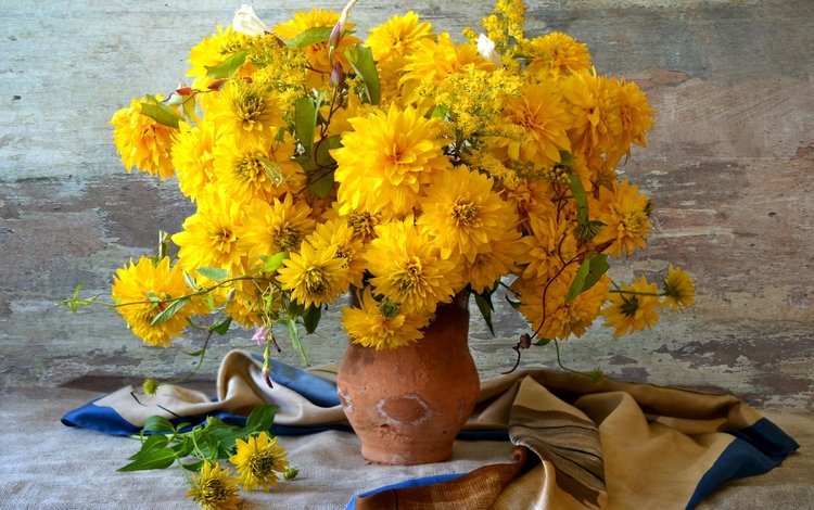 желтый, осень, букет, кувшин, рудбекия, yellow, autumn, bouquet, pitcher, rudbeckia
