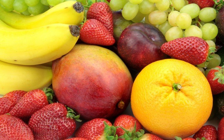 виноград, fruits, еда, фрукты, клубника, витамины, ягоды, апельсин, бананы, grapes, food, fruit, strawberry, vitamins, berries, orange, bananas