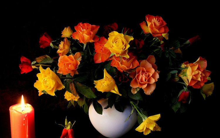 фон, розы, букет, свеча,  цветы, роз, cвечи, background, roses, bouquet, candle, flowers, candles