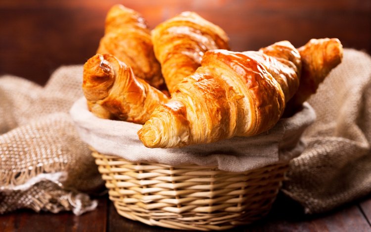 корзина, завтрак, выпечка, круасан, круассан, basket, breakfast, cakes, croissant