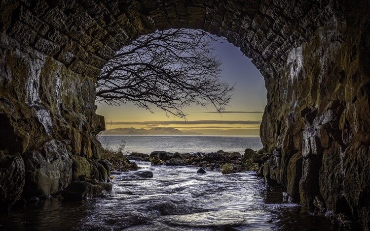 природа, море, мост, туннель, шотландия, nature, sea, bridge, the tunnel, scotland
