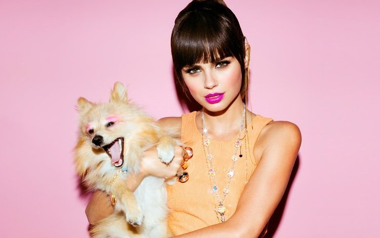 фон, взгляд, собака, модель, губы, макияж, xenia deli, background, look, dog, model, lips, makeup