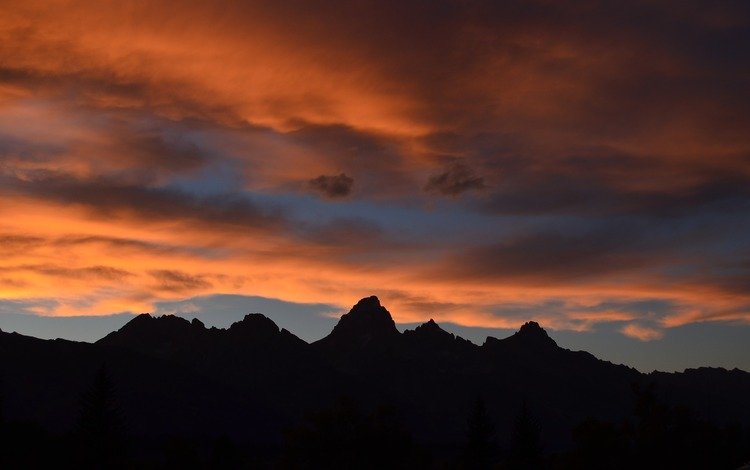 закат, гора, апельсин, ландшафт, sunset, mountain, orange, landscape