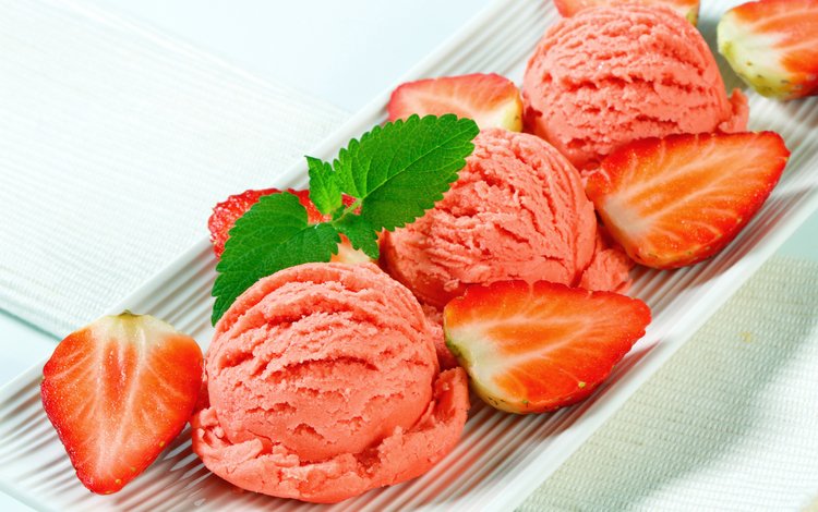мороженое, клубника, сладости, ягоды, мороженное, десерт, ice cream, strawberry, sweets, berries, dessert