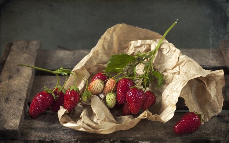 клубника, бумага, ягоды, strawberry, paper, berries