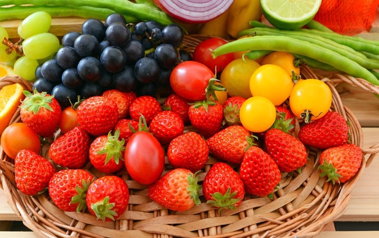 виноград, ягодыы, фрукты, клубника, лимон, лук, лайм, овощи, фасоль, grapes, yagodyi, fruit, strawberry, lemon, bow, lime, vegetables, beans