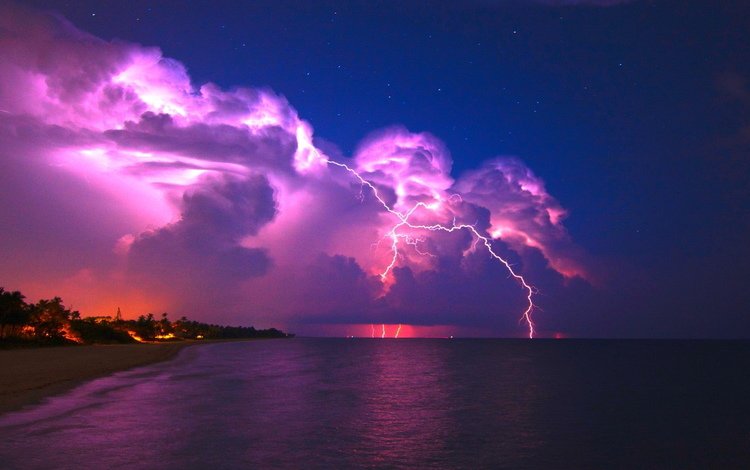 пляж, небо, гроза, облака, силы природы, ночь, природа, пейзаж, море, звезды, молния, beach, the sky, the storm, clouds, the forces of nature, night, nature, landscape, sea, stars, lightning
