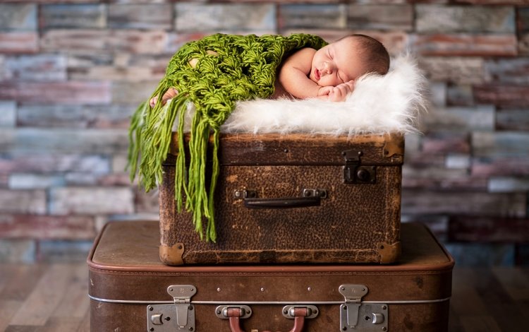 спит, ребенок, малыш, младенец, чемодан, sleeping, child, baby, suitcase