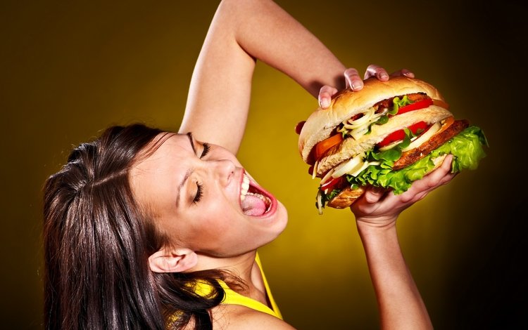 гамбургер, женщин, диета, excess calories, hamburger, women, diet