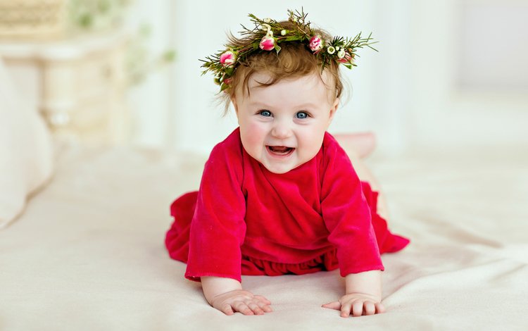платье, улыбка, девочка, ребенок, венок, малышка, dress, smile, girl, child, wreath, baby