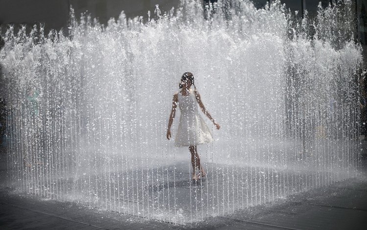 вода, настроение, лето, брызги, девочка, фонтан, water, mood, summer, squirt, girl, fountain