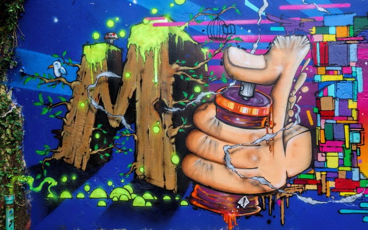 арт, рука, город, стена, графити, art, hand, the city, wall, grafiti