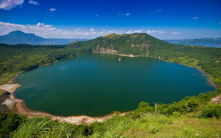 небо, озеро, горы, зелень, красота, филиппины, the sky, lake, mountains, greens, beauty, philippines
