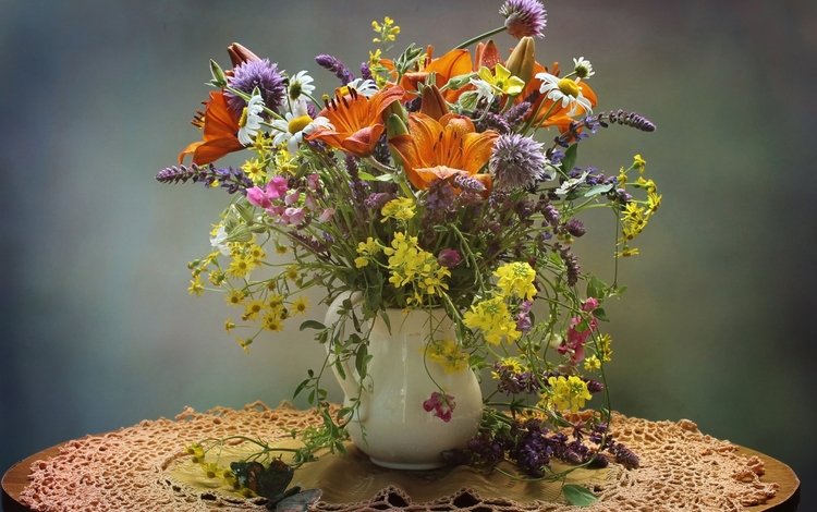 цветы, лето, лилия, букет, полевые, душистый горошек, flowers, summer, lily, bouquet, field, sweet peas