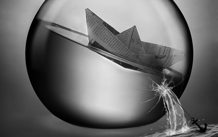 лодка, бумажная, в стеклянном, шаре, boat, paper, in a glass, ball
