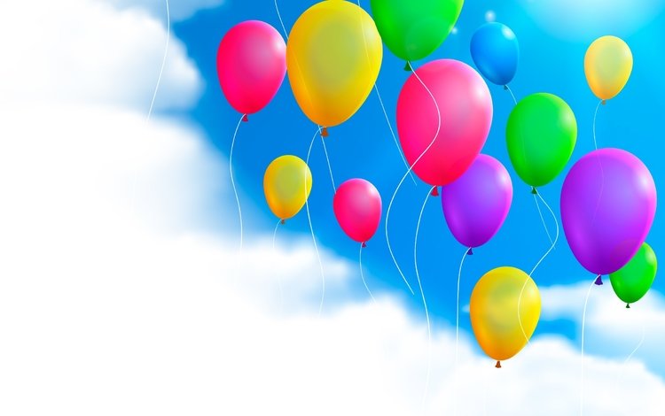 небо, облака, шары, разноцветные, шарики, воздушные шарики, the sky, clouds, balls, colorful, balloons