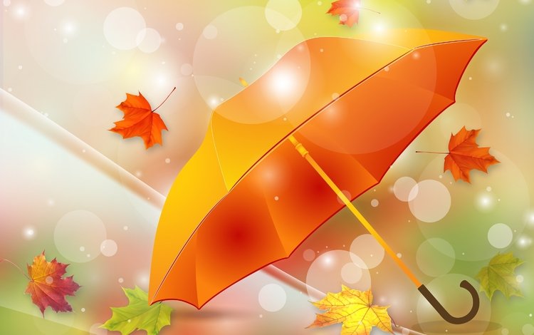 листья, осень, зонтик, leaves, autumn, umbrella