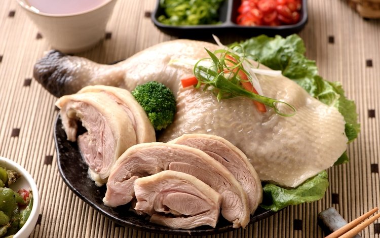 зелень, мясо, курица, филе курицы, азиатская кухня, greens, meat, chicken, chicken fillet, asian cuisine
