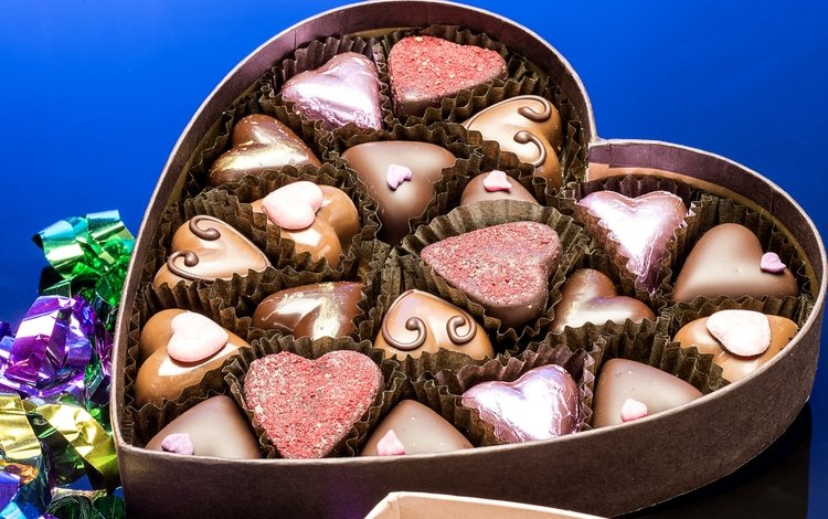 конфеты, сердце, шоколад, коробка, candy, heart, chocolate, box