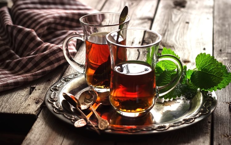 мята, напиток, чай, стаканы, mint, drink, tea, glasses