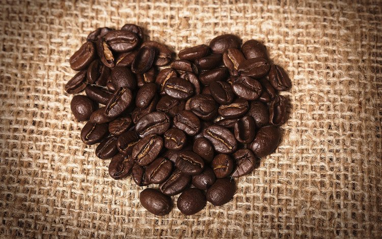 зерна, кофе, сердце, мешковина, grain, coffee, heart, burlap