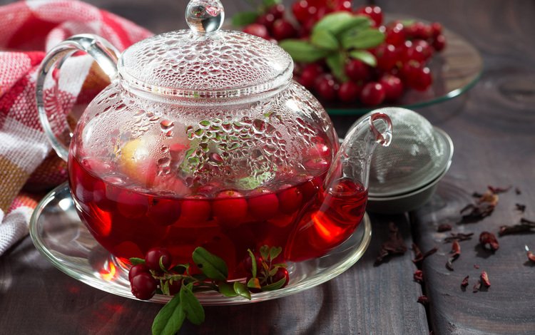 напиток, ягоды, чай, заварник, брусника, drink, berries, tea, teapot, cranberries