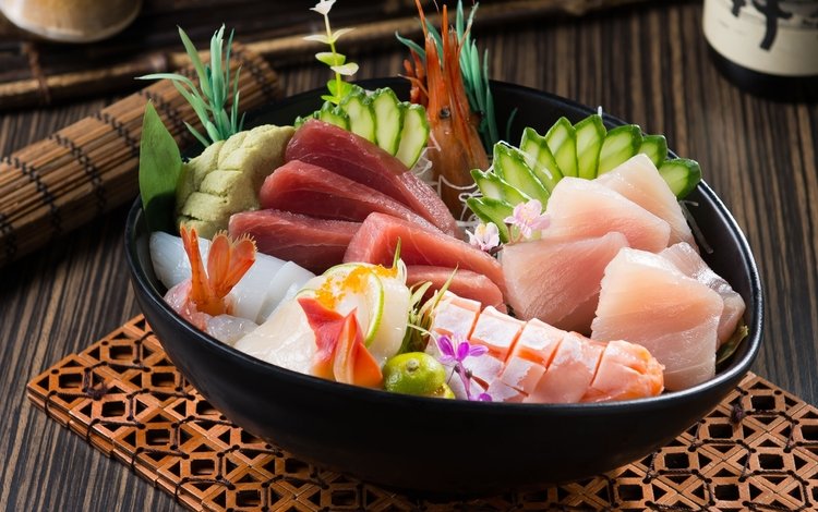 рыба, морепродукты, креветки, огурец, лосось, тунец, fish, seafood, shrimp, cucumber, salmon, tuna