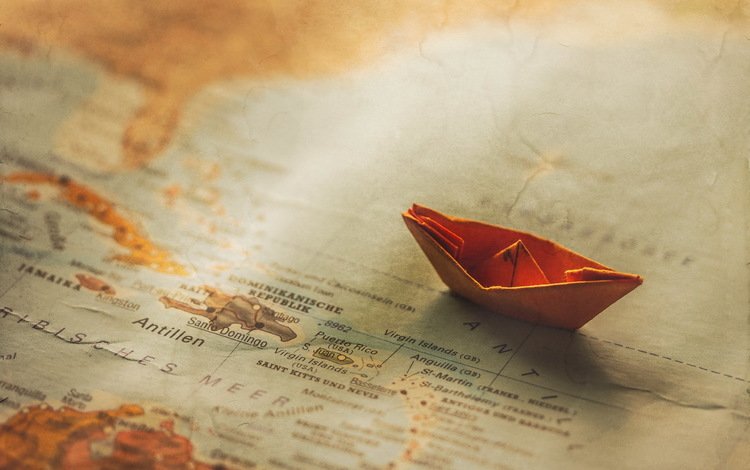 бумага, карта, лодка, кораблик, paper, map, boat