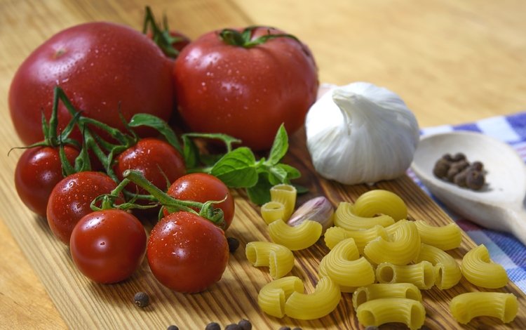 помидор, чеснок, макароны, базилик, tomato, garlic, pasta, basil