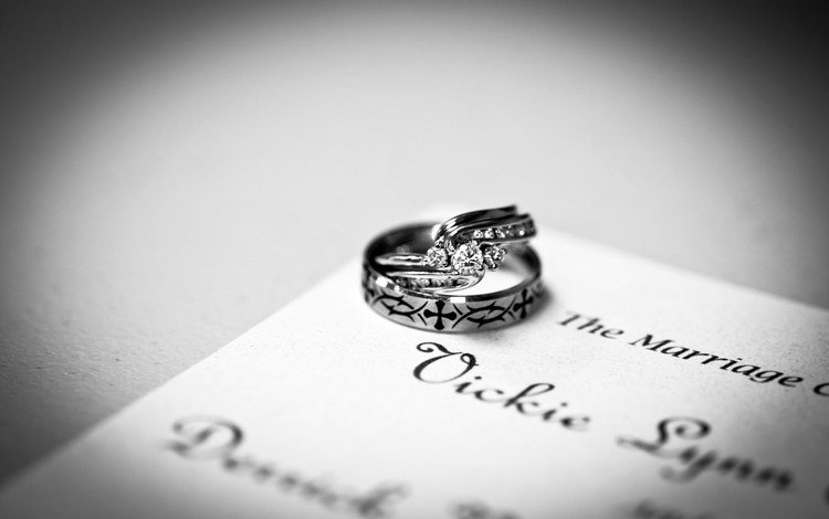 чёрно-белое, кольца, свадьба, украшение, ювелирные изделия, обручальное кольцо, black and white, ring, wedding, decoration, jewelry