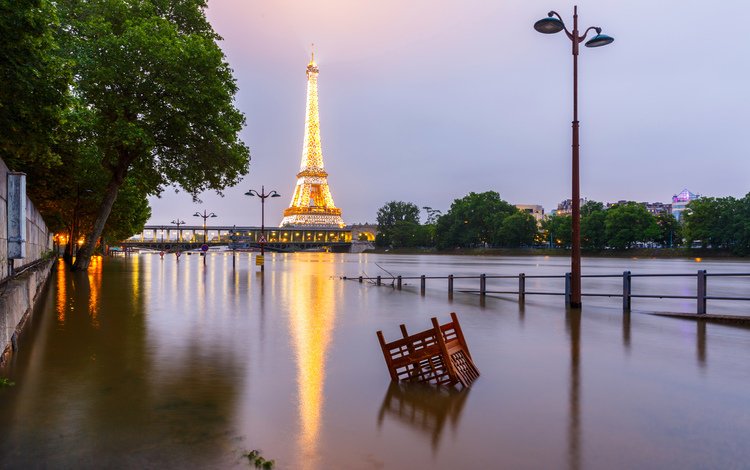 париж, франция, эйфелева башня, наводнение, paris, france, eiffel tower, flood